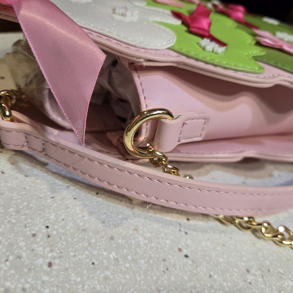 Womens Betsey Johnson Kitsch Christmas Tree Crossbody Pink Green Cute Trending - Picture 7 of 10